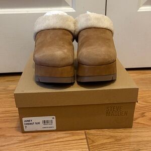 Steve Madden Tan Suede Clogs with Cream Lining